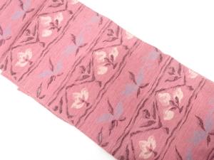 アンティーク　横段に花模様織り出し名古屋帯（着用可）